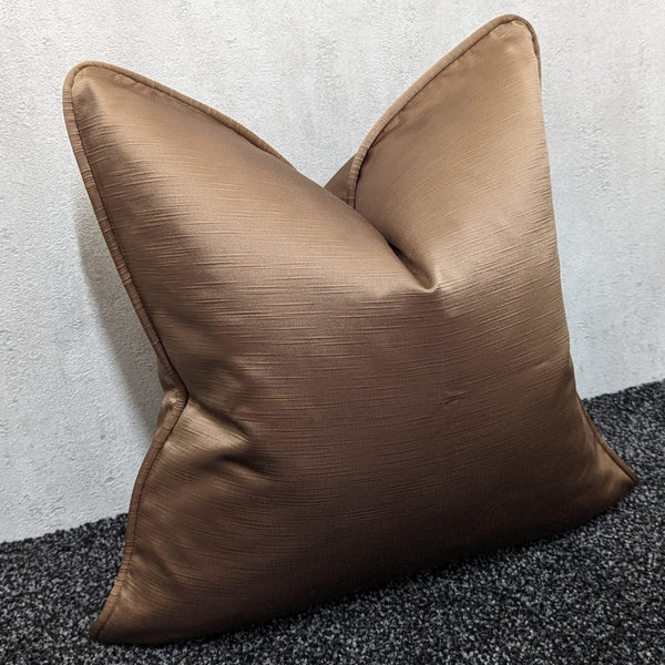 Self Piped Copper Cushion Cover Fabric Handmade Luxury Decor