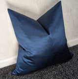 Blue textured Satin Cushion cover in High Quality Cotton Satin Designers Guild Pampas Fabric