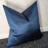 Blue textured Satin Cushion cover in High Quality Cotton Satin Designers Guild Pampas Fabric