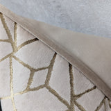 Zurich Geometric Piped Beige Gold Velvet Cushion cover