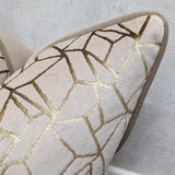 Zurich Geometric Piped Beige Gold Velvet Cushion cover