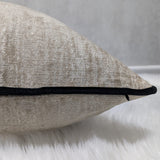 Marka Beige/Natural Piped in Black Handmade Cushion Cover