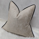 Marka Beige/Natural Piped in Black Handmade Cushion Cover