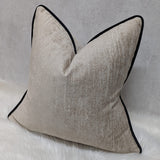Marka Beige/Natural Piped in Black Handmade Cushion Cover