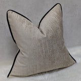 Marka Beige/Natural Piped in Black Handmade Cushion Cover