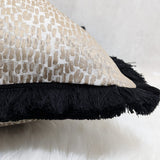 Antelope Champagne Gold Cushion Cover with Black Fringe Trim