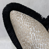 Antelope Champagne Gold Cushion Cover with Black Fringe Trim