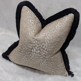 Antelope Champagne Gold Cushion Cover with Black Fringe Trim