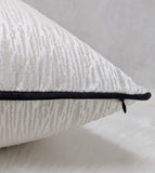 Ripple Ivory Cushion cover, Piped in Black Satin