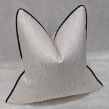 Ripple Ivory Cushion cover, Piped in Black Satin