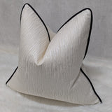 Ripple Ivory Cushion cover, Piped in Black Satin