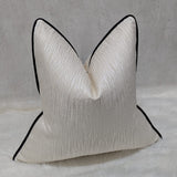 Ripple Ivory Cushion cover, Piped in Black Satin