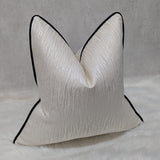 Ripple Ivory Cushion cover, Piped in Black Satin