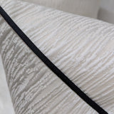 Ripple Ivory Cushion cover, Piped in Black Satin