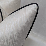 Ripple Ivory Cushion cover, Piped in Black Satin