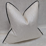 Ripple Ivory Cushion cover, Piped in Black Satin