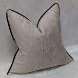 Marka Beige/Natural Piped in Black Handmade Cushion Cover
