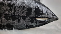 Black Noir Mercury Fabric Cushion Cover with Silver Metallic Sparkle