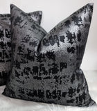 Black Noir Mercury Fabric Cushion Cover with Silver Metallic Sparkle