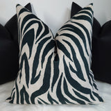 Velvet Zebra Print Cushion Cover Animal Print Cream & Black