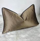 12"x20" Majestic Gold Luxury Cushion Cover piped in Black Satin