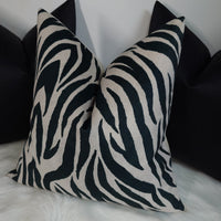 Velvet Zebra Print Cushion Cover Animal Print Cream & Black