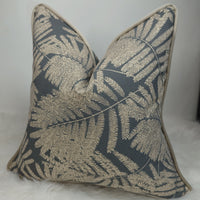 Espinillo in Grey and Gold Cushion Cover piped in Satin linen.