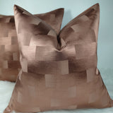 Sonora Designer Bronzy Copper Brown Block Design Cushion Cover