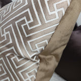 Greek Key in Linen Brown Cushion Cover
