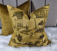 GOLD Pagoda Fabric Cushion Cover, Throw Pillow case.