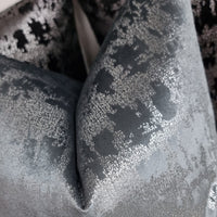 Steel Mercury Fabric Cushion Cover with Silver Metallic Sparkle Velvet