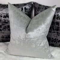 Dove Silver Mercury Fabric Cushion Cover with Silver Metallic Sparkle velvet