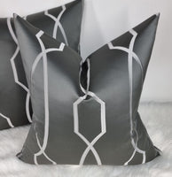 John Lewis "HAYDEN" Steel Grey Modern Geo Fabric Cushion Cover 18x18”