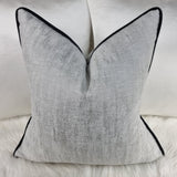Silver Streak Black Satin Piped Luxury Cushion Cover