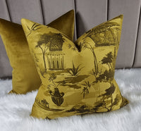 GOLD Pagoda Fabric Cushion Cover, Throw Pillow case.