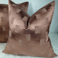 Sonora Designer Bronzy Copper Brown Block Design Cushion Cover