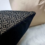 Linden Handmade Cushion Cover Black Charcoal Beige Geometric weave