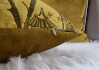 GOLD Pagoda Fabric Cushion Cover, Throw Pillow case.