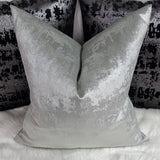 Dove Silver Mercury Fabric Cushion Cover with Silver Metallic Sparkle velvet