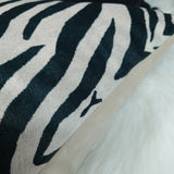 Velvet Zebra Print Cushion Cover Animal Print Cream & Black