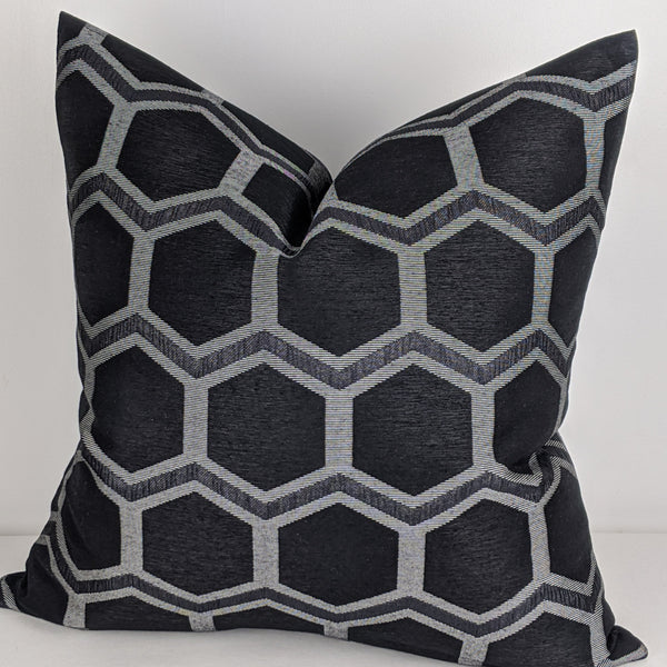 Chic Geometric Design: Zara Black Cushion Cover – Perfect Cushions UK