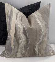 Prestigious Textiles Marble Lava Platinum Velvet Fabric Handmade Cushion Cover