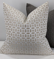 ILIV Honeycomb Hessian Beige Cushion Cover  Geometric Design Jacquard