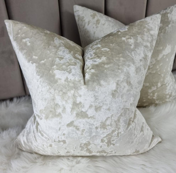 Crush Velvet Cushion Cover Ivory