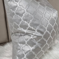 Luxury Moroccan Lattice Silver Cushion Cover Handmade