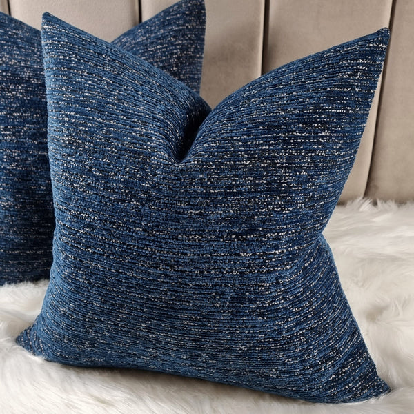Clarke & Clarke Chenille Weave Fabric Cushion/Pillow Cover Midnight Blue