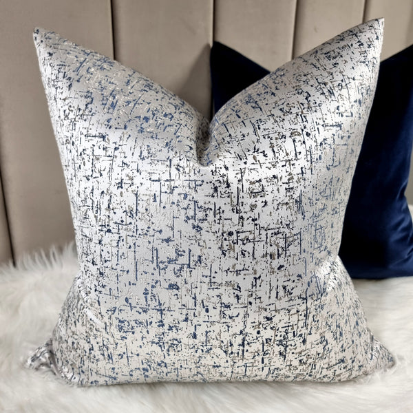 Silver Blue Pillow Covers Navy Blue And Silver Cushions IBIZA