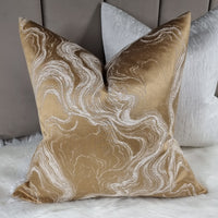 Marble Effect Brassy Gold Luxury Handmade Cushion Cover