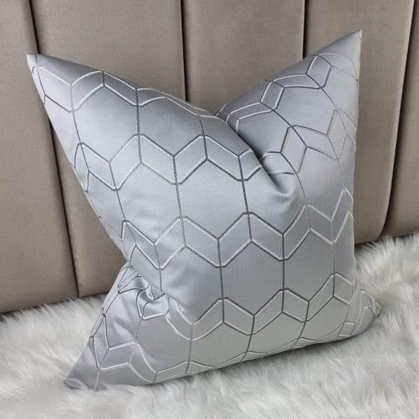 Filmore Satin Fabric Handmade Cushion Cover Silver