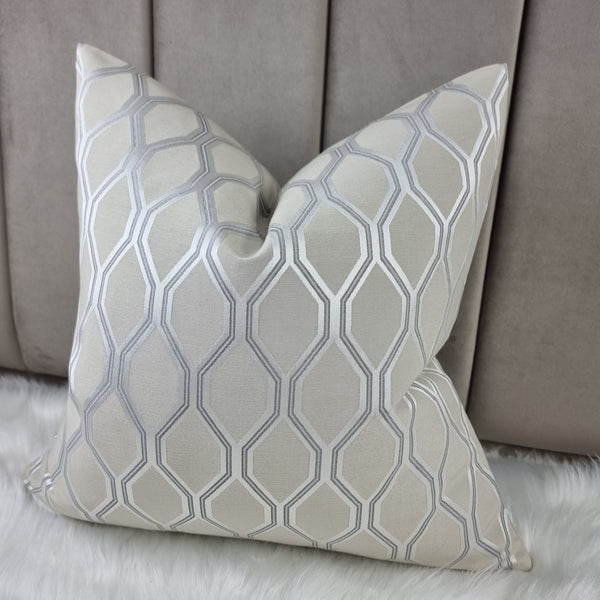 John Lewis Albany Fabric cushion cover Geometric Putty Beige Double Sided